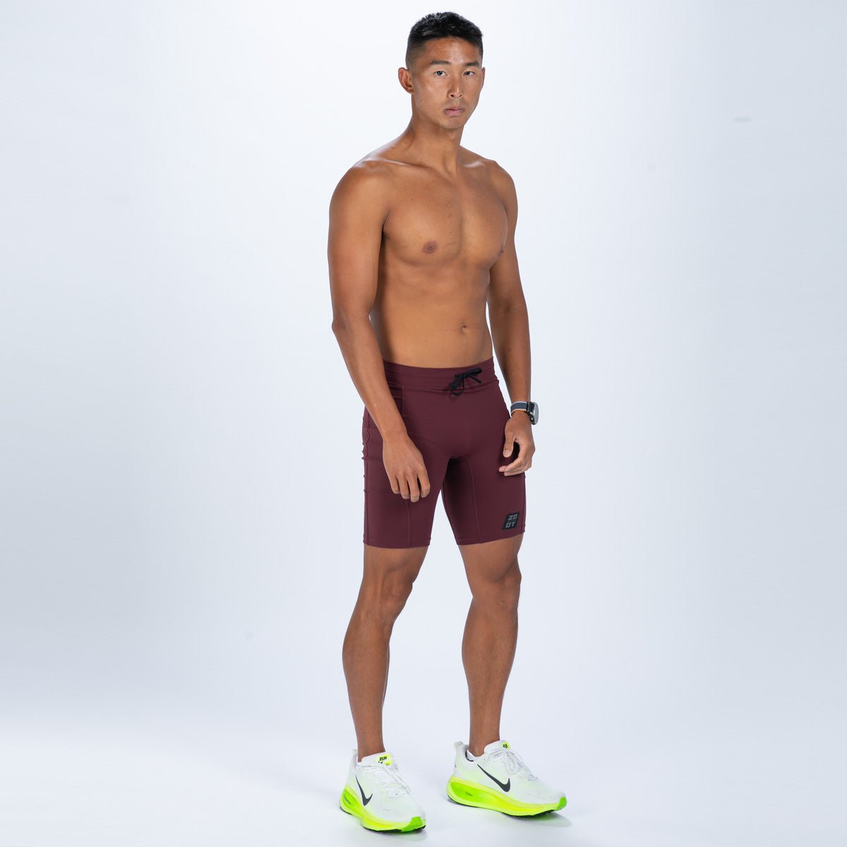 Zoot Sports RUN BOTTOMS Men's Elite Run 9" 1/2 Tight - Burgundy